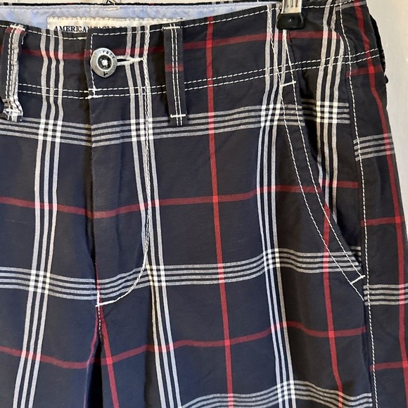 American Eagle Outfitters Mens Plaid Chino Shorts Size 28 Longboard Cotton - Picture 3 of 8